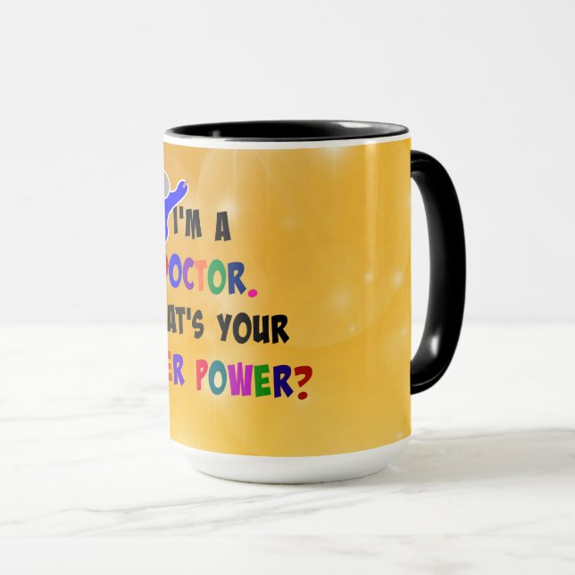 Taza Superhéroe médica, humor, (Anverso derecho)