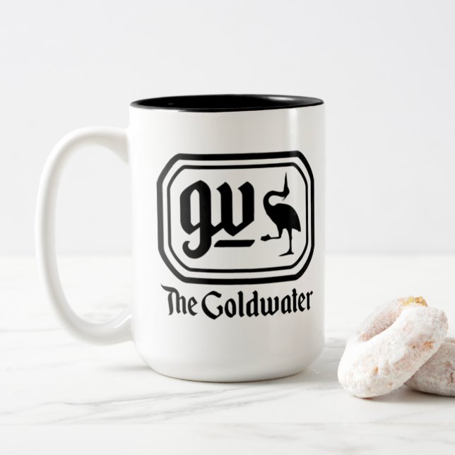Taza superior del Dos-Tono 15oz de Goldwater (Con donut)