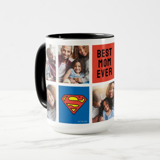 Taza Superman S-Shield | Mejor Collage de fotos de mamá (Anverso izquierdo)