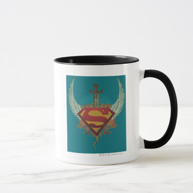 Taza Superman Stylized | Logotipo de fondo Verde azulad (Derecha)