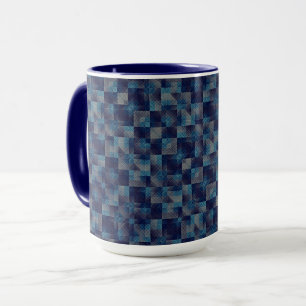 Taza Superposición de color azul con aspecto de tela de