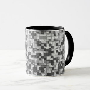 Taza Superposición de cuadrados pequeños en tonos grise