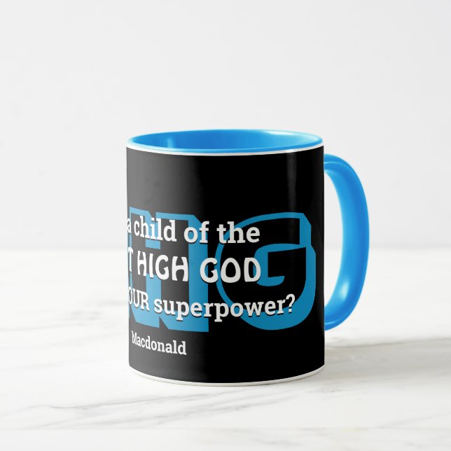 Taza Superpotencia MÁS ALTA DIOS Azul claro personaliza (Anverso derecho)