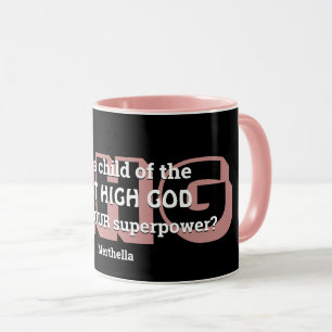 Taza Superpotencia MÁS ALTA DIOS Pink negro personaliza