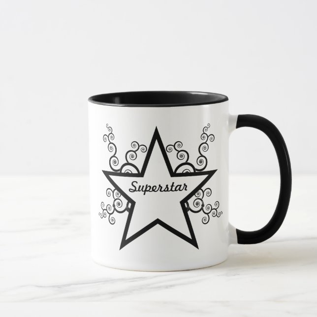 Taza Superstar Swirls Mug, Negro (Derecha)