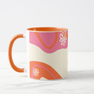 Taza Surco de margarita - rosa, Naranja y crema