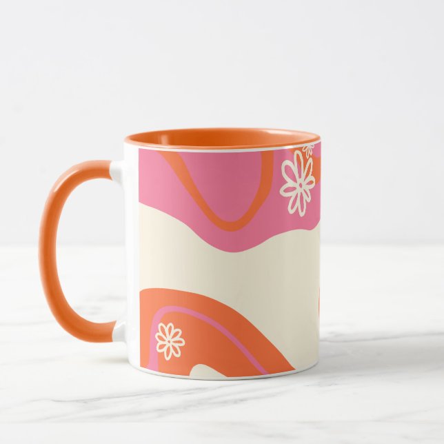 Taza Surco de margarita - rosa, Naranja y crema (Izquierda)