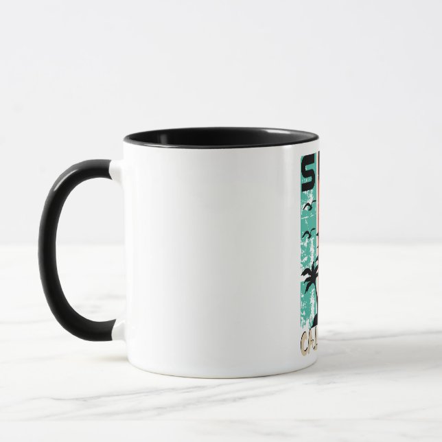 Taza Surf California palm tree beach design Mug (Izquierda)