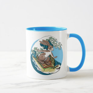 Taza Surf de verano - Ilustracion de tortuga y conejo