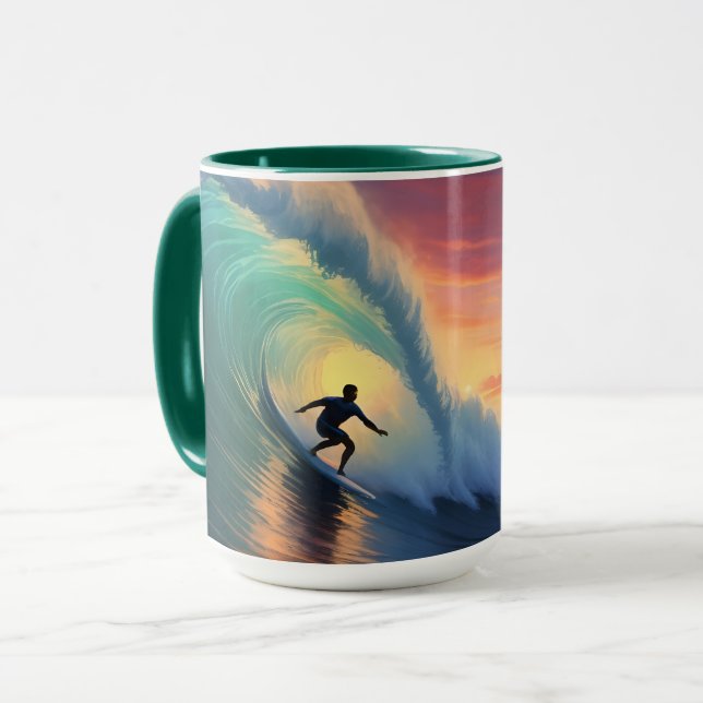 Taza Surfing de nombre personalizado (Anverso izquierdo)