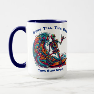 Taza Surfista del Skeleton colorido