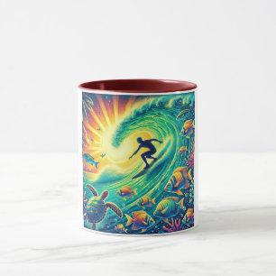 Taza Surfista en una ola gigante
