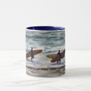 Taza Surfistas Surfers Ocean Beach Art Mug Cup