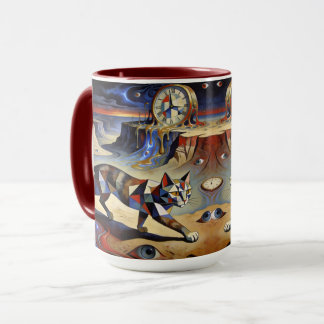 Taza Surreal Cat Melting Clocks Dali Picasso Inspired