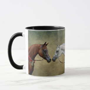Taza Surreal dos caballos pintando.