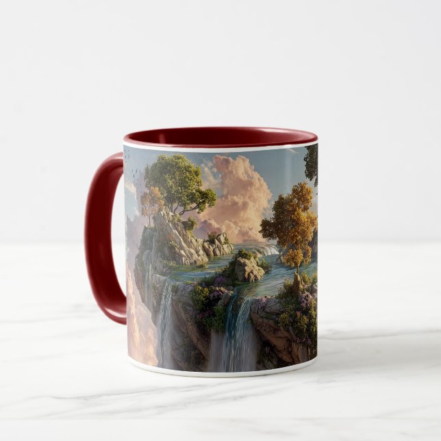 Taza Surreal Floating Cliffs With Waterfalls (Anverso izquierdo)