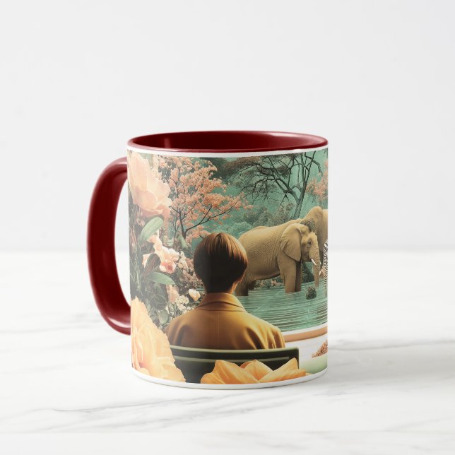 Taza Surreal Safari Scene With Elephants Zebras (Anverso izquierdo)