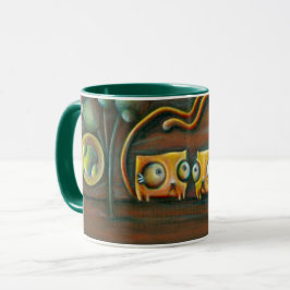 Taza surrealista de dos gatos