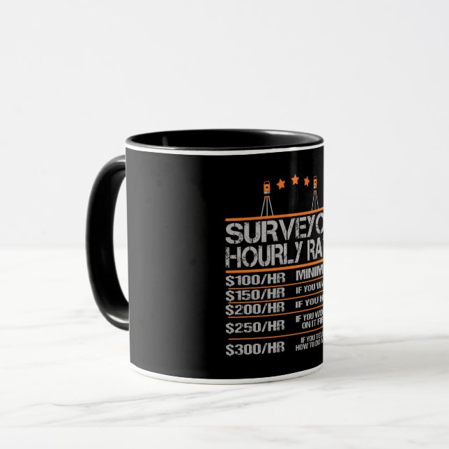 Taza Surveyor Hourly Rate Funny Gift Idea (Anverso izquierdo)