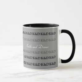Taza sus nombres, blanco y negro personalizado