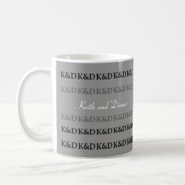 Taza sus nombres, blanco y negro personalizado