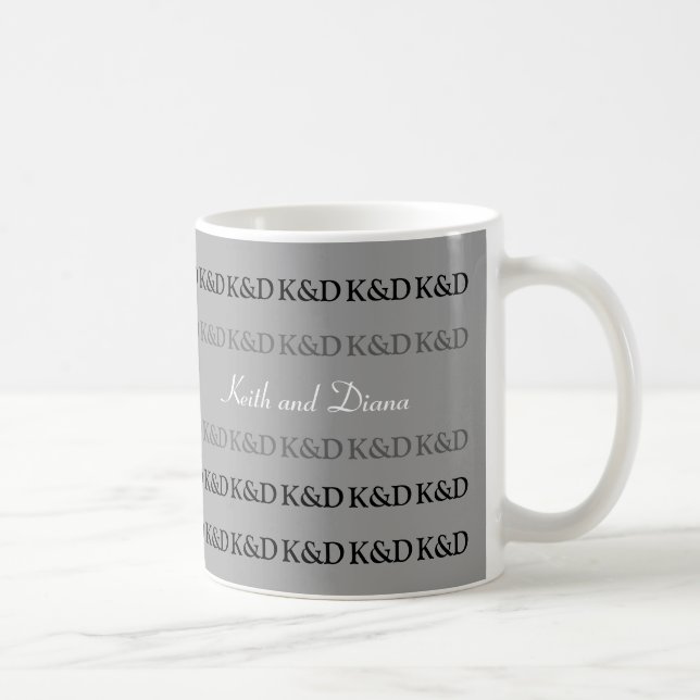Taza sus nombres, blanco y negro personalizado (Derecha)