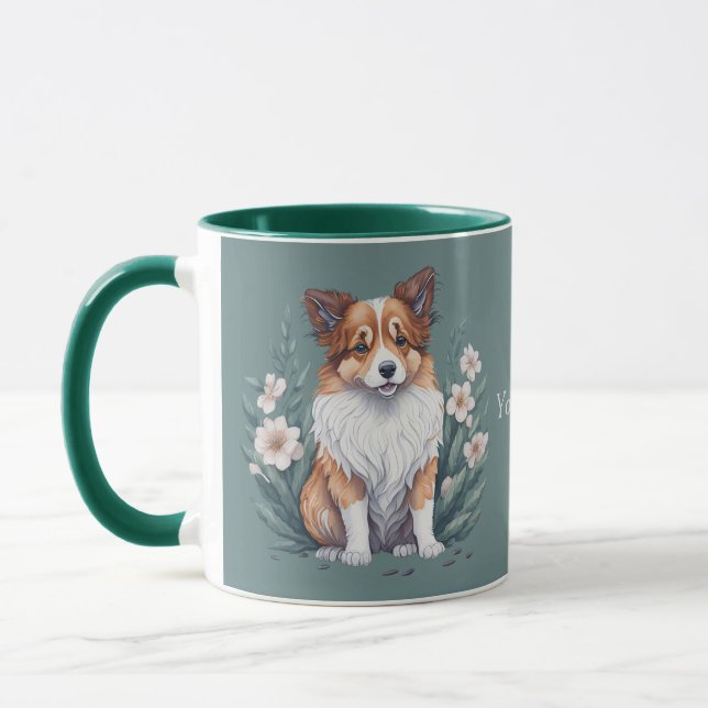 Taza Süßer Collie umringt von Blumen -  (Izquierda)