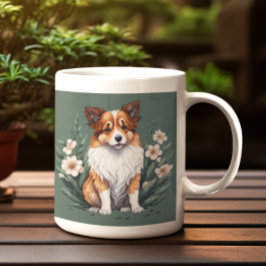 Taza Süßer Collie umringt von Blumen - 