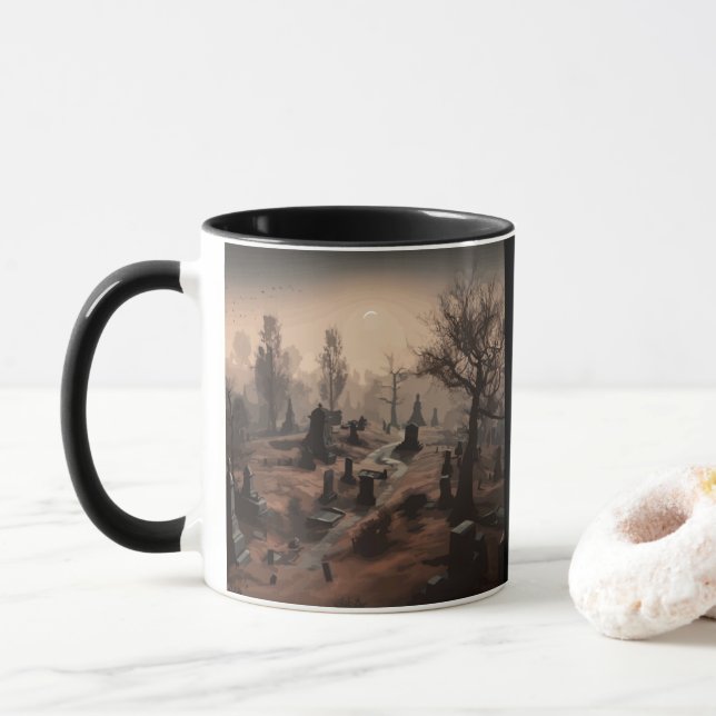 Taza Susurros en la oscuridad: ambiente aterrador de ce (Con donut)