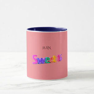 Taza Sweet 16 combo mug/nombre personalizado.