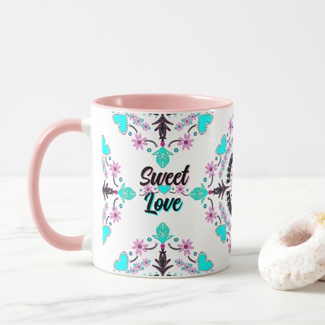 Taza Sweet Love Personalize ama el nombre (Con donut)