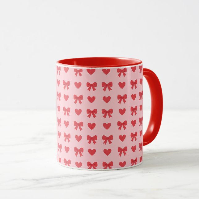 Taza Sweet Pink Hearts & Bows Pattern (Anverso derecho)