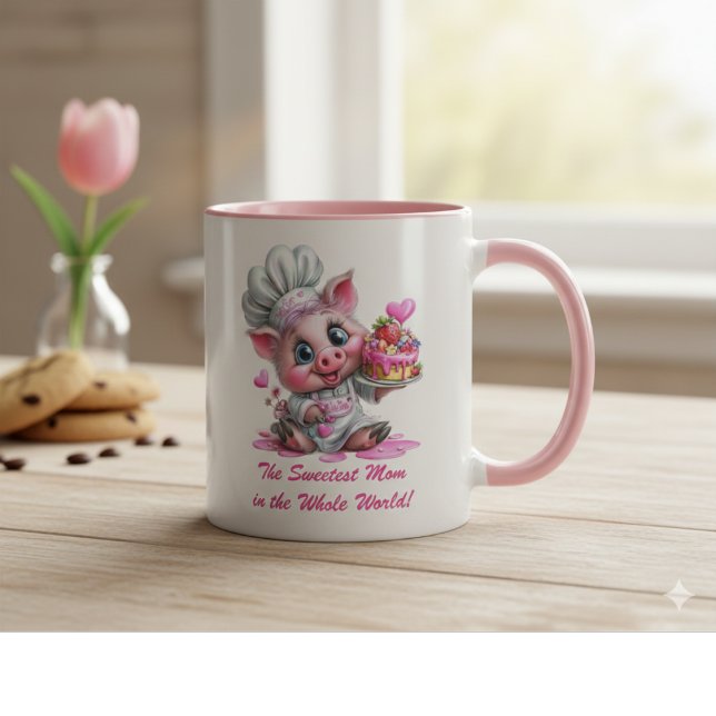 Taza Sweetest Mom Pig Chef Two-Tone Coffee Mug (Subido por el creador)