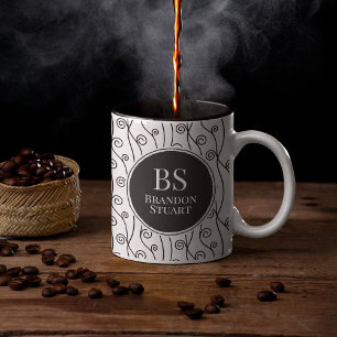 Taza Swirls en blanco y negro