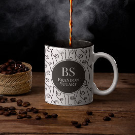 Taza Swirls en blanco y negro