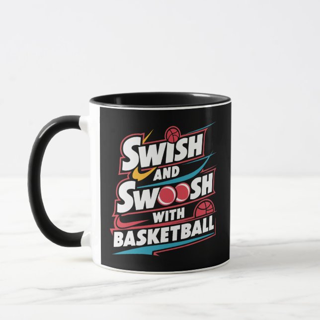 Taza Swish y swoosh con baloncesto, deporte (Izquierda)