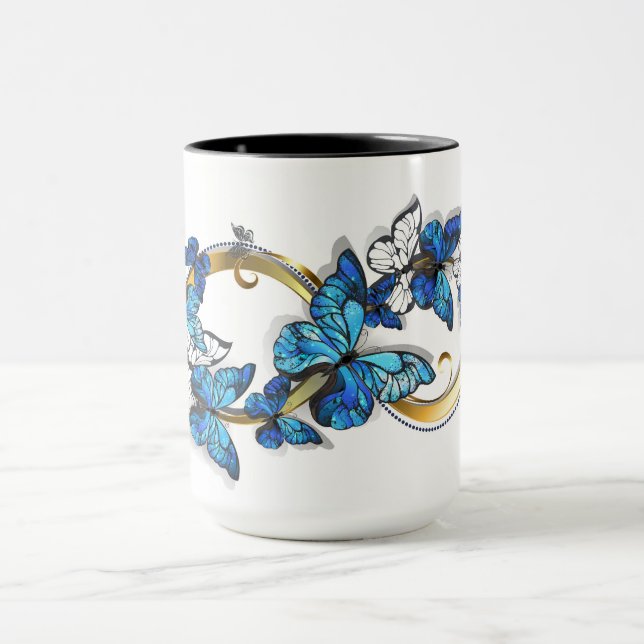 Taza Symbol Infinity of Blue Morpho Butterflies (Centro)