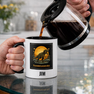 Taza T-Rex bajo la Luna Prehistórica