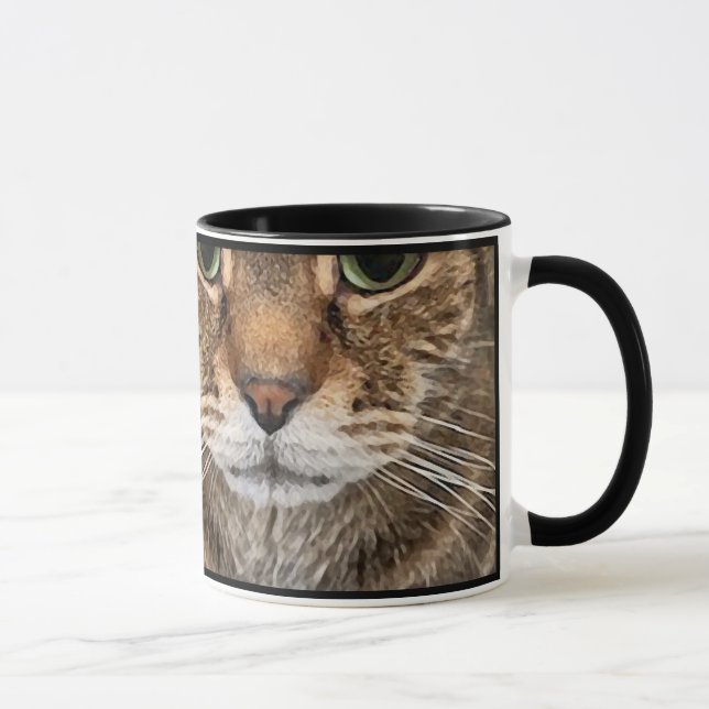 Taza Tabby Cat Face and Paws - Funny Feline Design (Derecha)