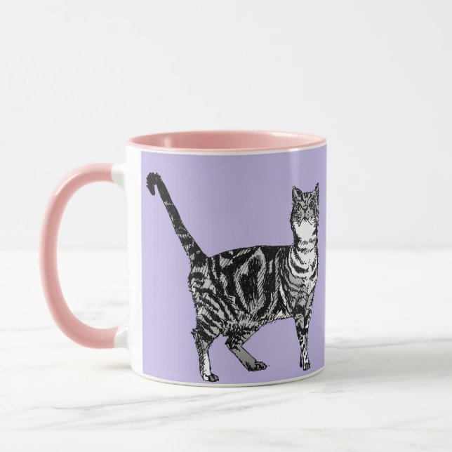Taza Tabby Cat Mug Lavender Purple (Izquierda)