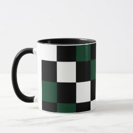 Taza tablero de ajedrez blanco negro negro jaque verde