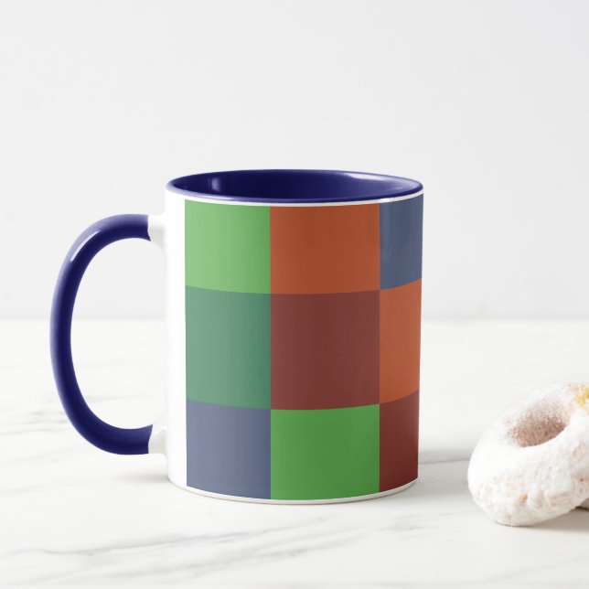 Taza Tablero de ajedrez colorido (Con donut)