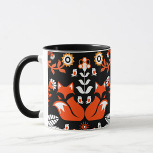 Taza Tablero de arte folclórico nórdico de Fox