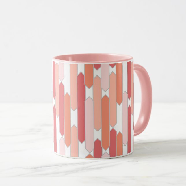 Taza Tabletas modernas, rosa, rosa y coral (Anverso derecho)