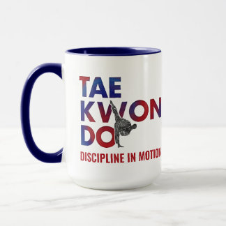 Taza Taekwondo Typography Design High Kick Silhouette