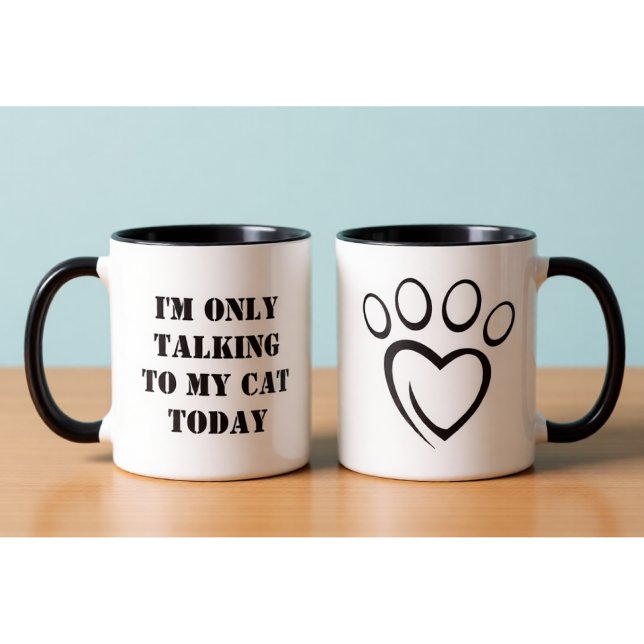 Taza Talking to My Cat Today Funny Introvert Office Mug (Subido por el creador)