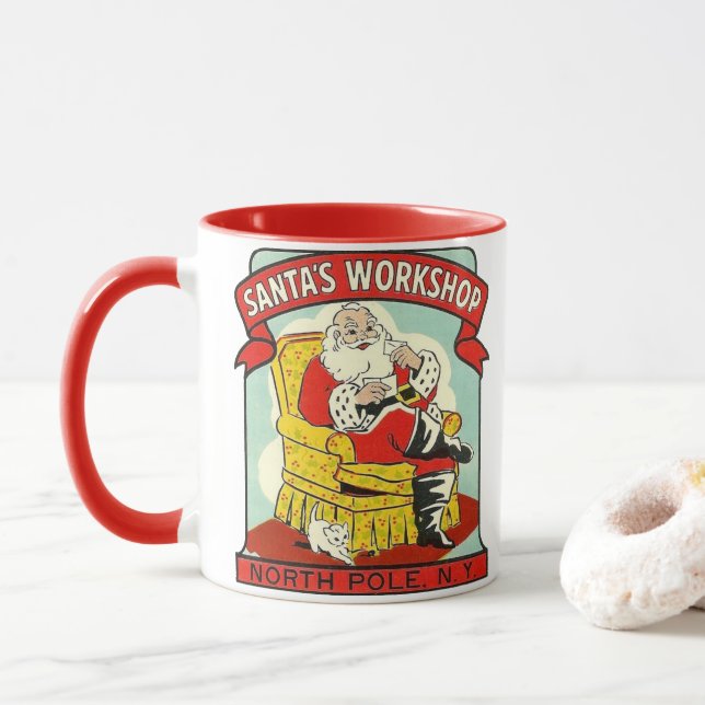 Taza Taller de Santa Claus Polo Norte N.Y. (Con donut)