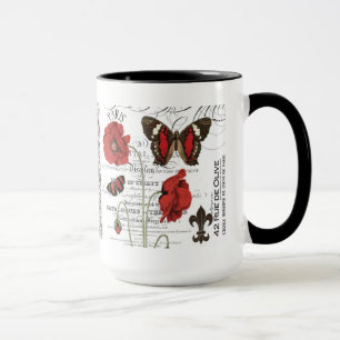 Taza Tambor de café Vintage Red Poppies