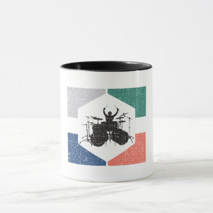 Taza Tambor retro vintage de tambor de 70s estilo 80s