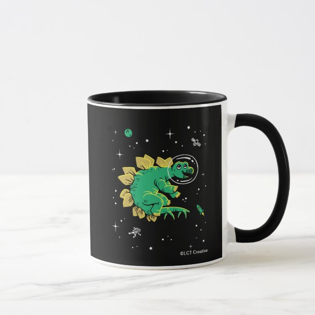 Taza Tan Verde Stegosaurus Dinos En El Espacio (Derecha)